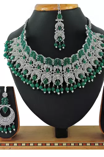 Green designer function wear ad necklace set