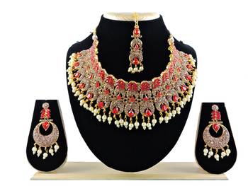 Red designer function wear ad necklace set 1