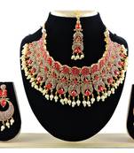 Red designer function wear ad necklace set