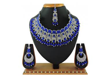 Blue designer function wear ad necklace set 1