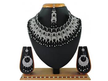 Black designer function wear ad necklace set 1