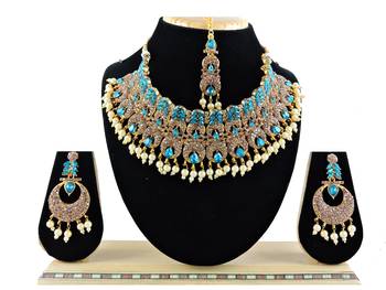 Turquoise designer function wear ad necklace set 1