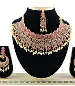 Pink designer function wear ad necklace set