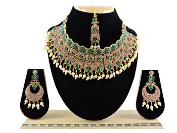 Green designer function wear ad necklace set 1