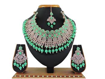 Green designer function wear ad necklace set 1