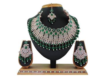 Green designer function wear ad necklace set 1