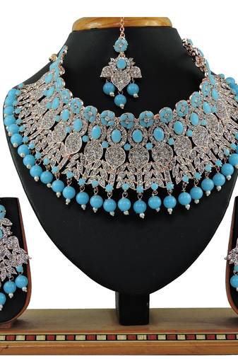 Turquoise designer function wear ad necklace set