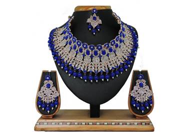 Blue designer function wear ad necklace set 1
