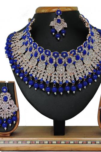 Blue designer function wear ad necklace set