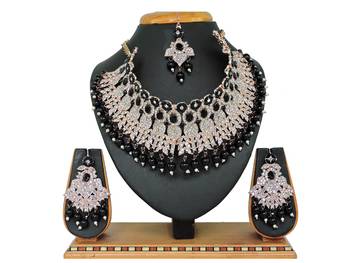 Black designer function wear ad necklace set 1