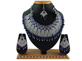 Blue designer function wear ad necklace set 1