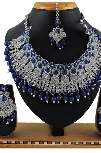 Blue designer function wear ad necklace set