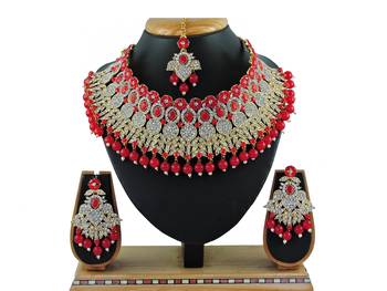 Red designer function wear ad necklace set 1