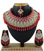 Red designer function wear ad necklace set