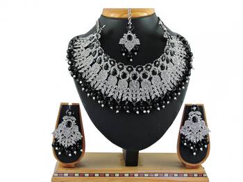 Black designer function wear ad necklace set 1
