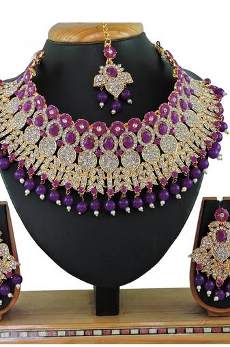 Purple designer function wear ad necklace set