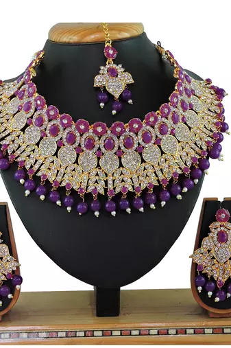 Purple designer function wear ad necklace set
