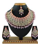 Pink designer function wear ad necklace set