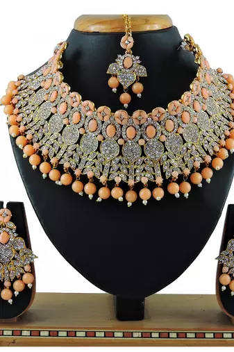 Orange designer function wear ad necklace set