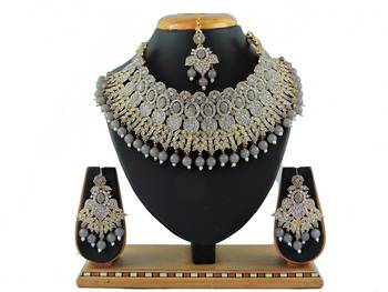 Grey designer function wear ad necklace set 1