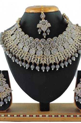 Grey designer function wear ad necklace set