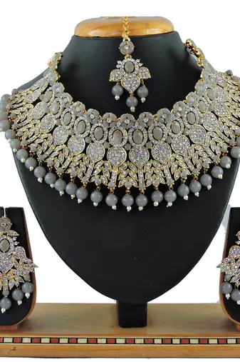 Grey designer function wear ad necklace set