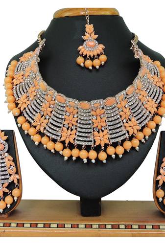 Orange designer function wear ad necklace set