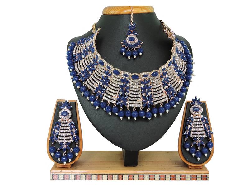 Blue designer function wear ad necklace set