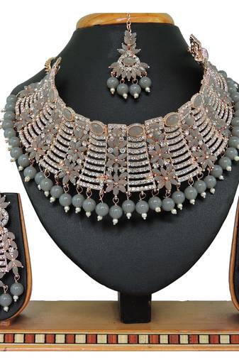 Grey designer function wear ad necklace set