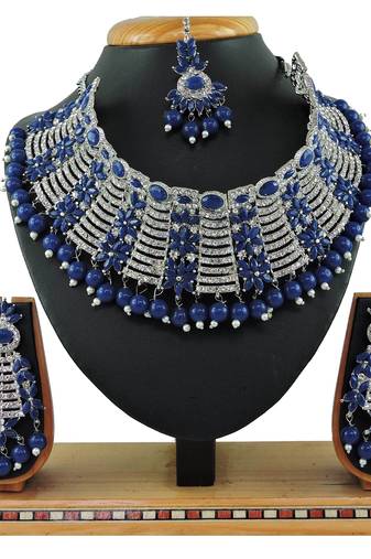 Blue designer function wear ad necklace set