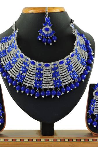 Blue designer function wear ad necklace set