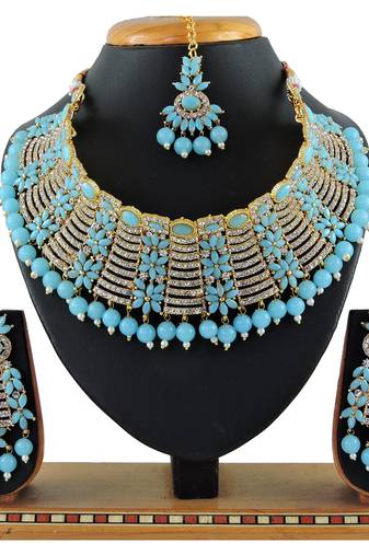 Turquoise designer function wear ad necklace set