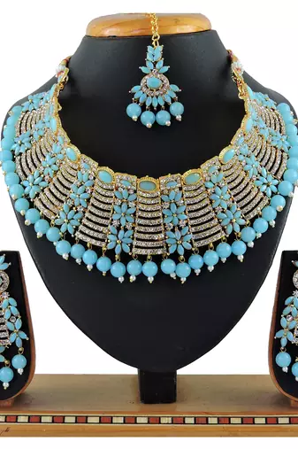 Turquoise designer function wear ad necklace set