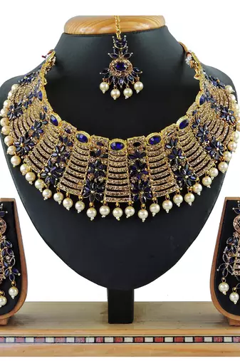 Blue designer function wear ad necklace set
