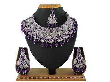 Purple designer function wear ad necklace set 1