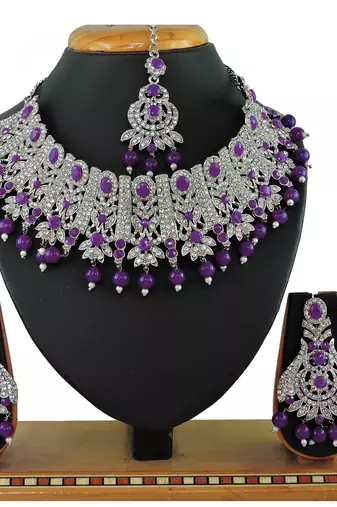 Purple designer function wear ad necklace set