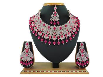 Red designer function wear ad necklace set 1
