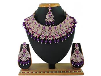 Purple designer function wear ad necklace set 1