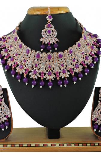 Purple designer function wear ad necklace set