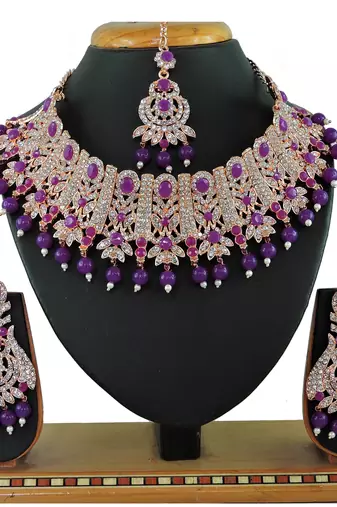 Purple designer function wear ad necklace set