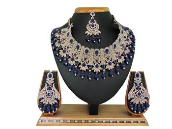 Blue designer function wear ad necklace set 1