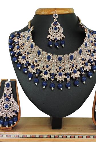 Blue designer function wear ad necklace set