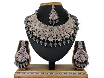 Grey designer function wear ad necklace set 1