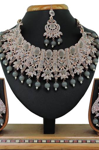 Grey designer function wear ad necklace set