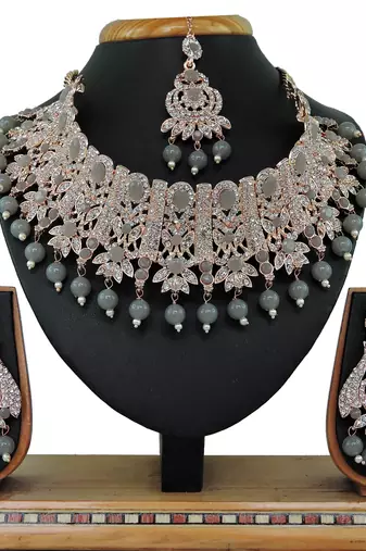 Grey designer function wear ad necklace set