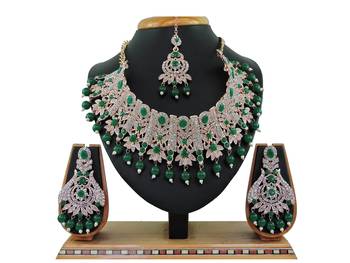 Green designer function wear ad necklace set 1