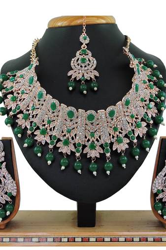 Green designer function wear ad necklace set