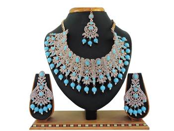 Turquoise designer function wear ad necklace set 1