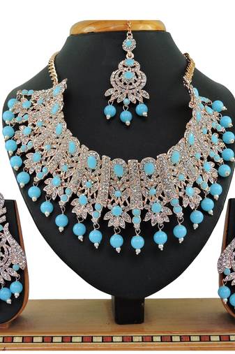 Turquoise designer function wear ad necklace set