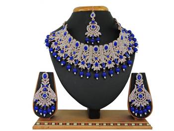Blue designer function wear ad necklace set 1